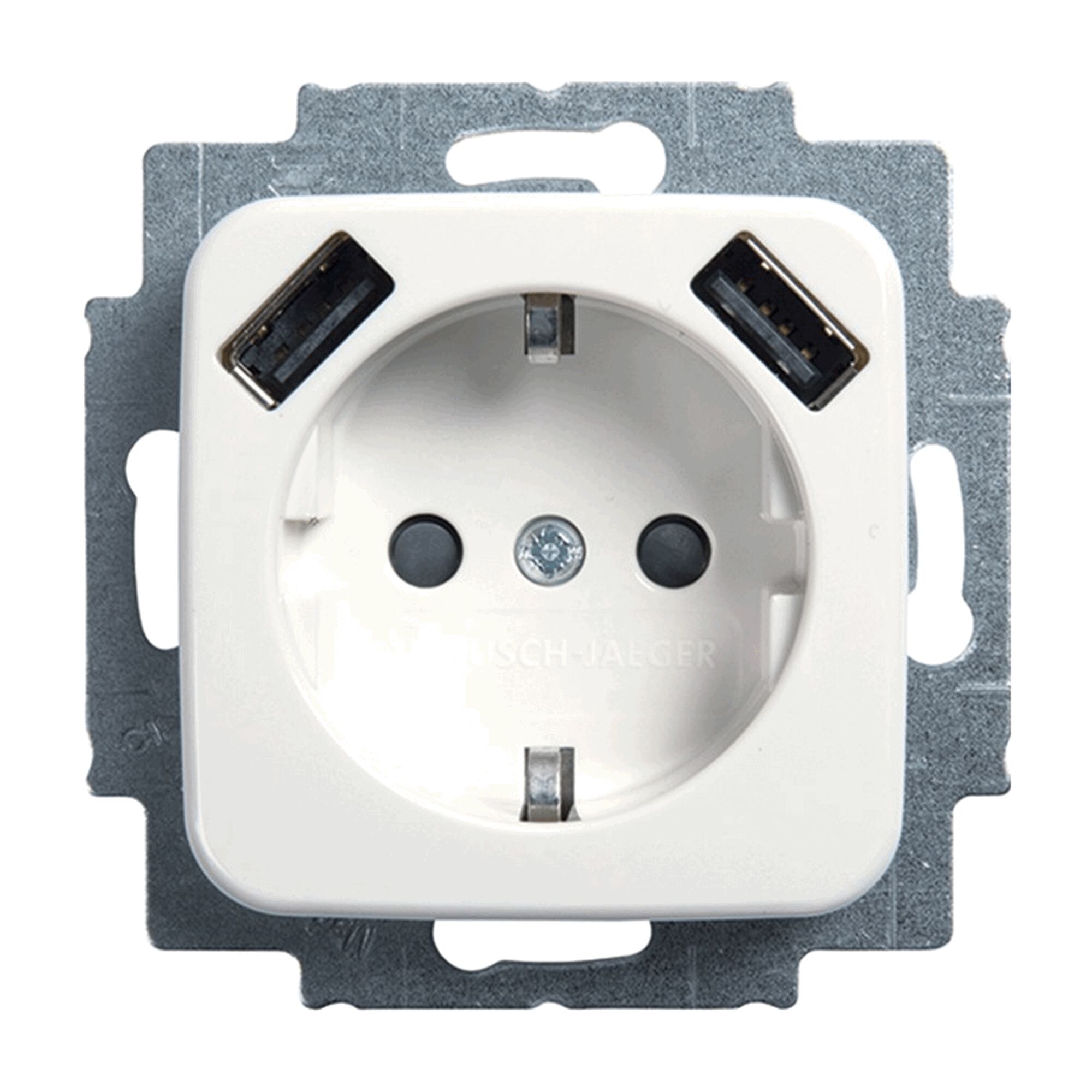 Weiße USB-Steckdose mit zwei USB-Anschlüssen