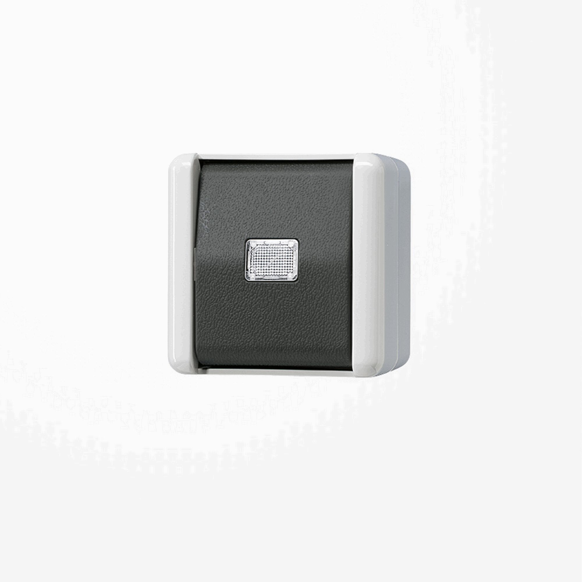 Grauer AP-Taster IP44 von Jung