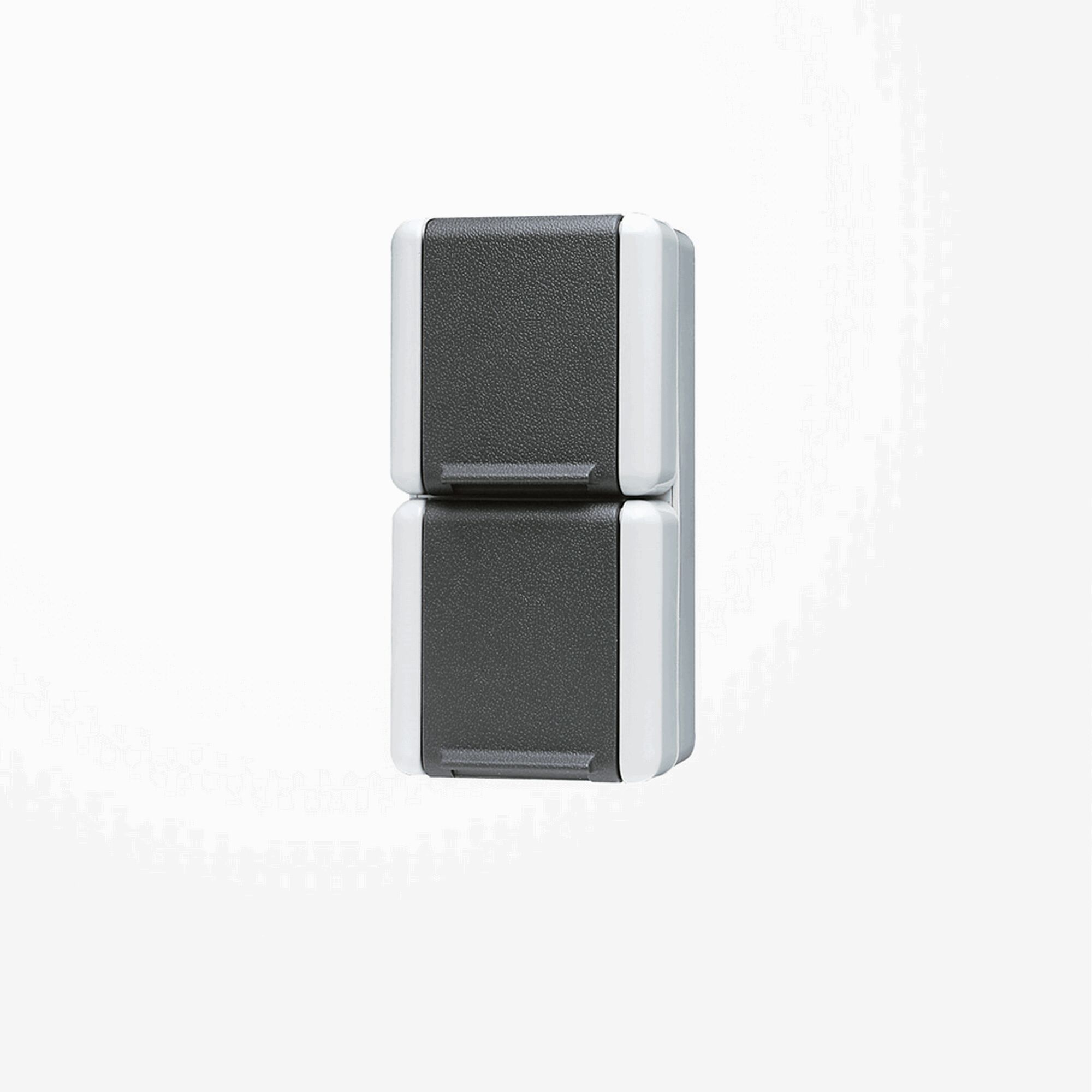 Doppelte AP-Steckdose senkrecht, IP44, grau