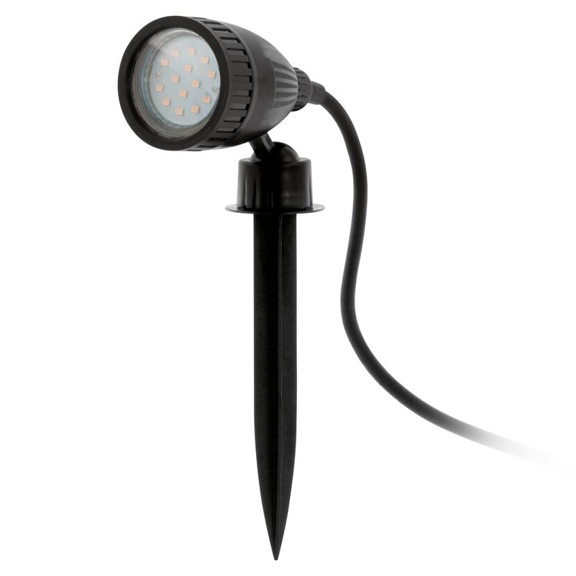 Schwarze LED-Außenleuchte Nema am Erdspieß