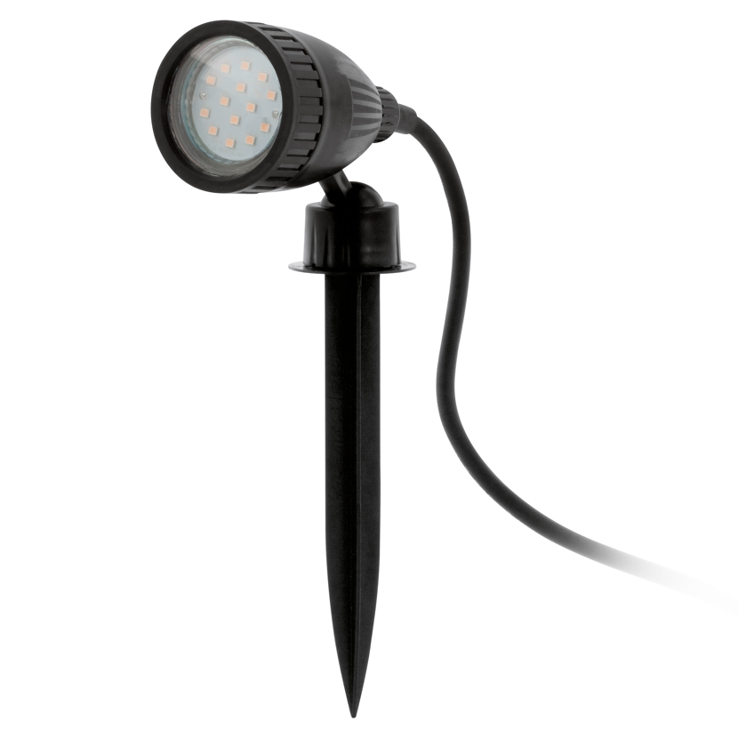 Schwarze LED-Außenleuchte Nema am Erdspieß
