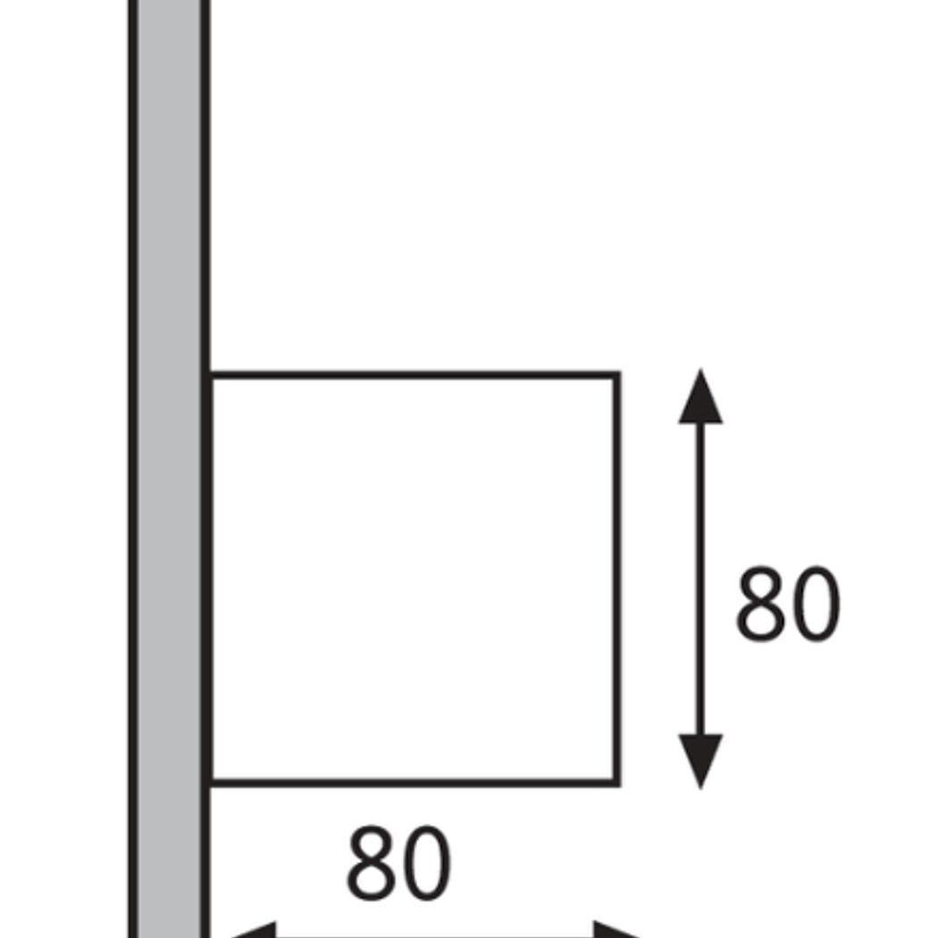 Abmessungen der LED-Wandleuchte Cybo: 80 x 80 mm