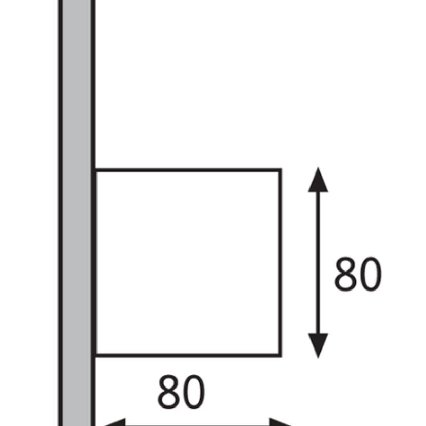 Abmessungen der LED-Wandleuchte Cybo: 80 x 80 mm