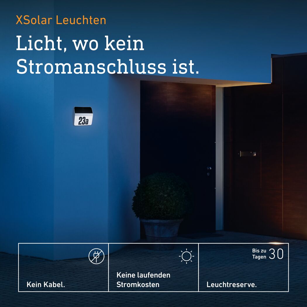Solar-Hausnummernleuchte 'XSolar' neutralweiß IP 44 24,2 x 22,7 x 5 cm