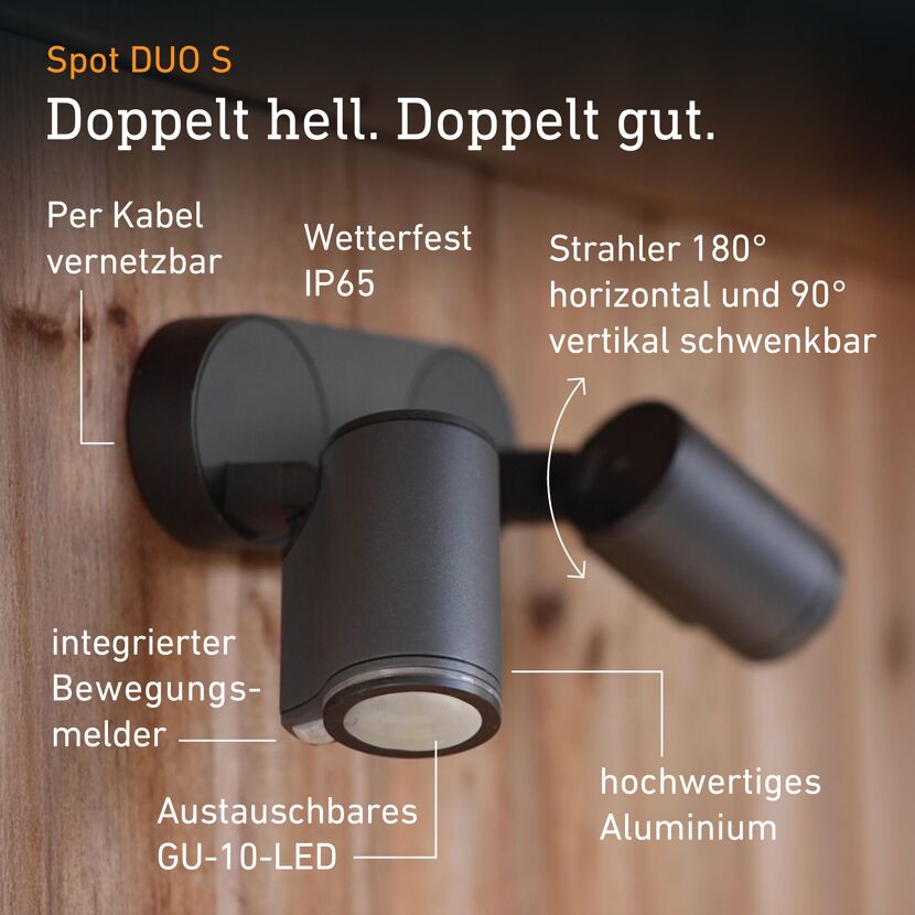 LED-Strahler 'Spot DUO Sensor' mit Bewegungsmelder anthrazit 1024 lm