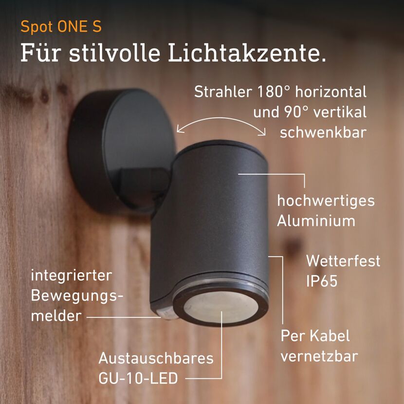 LED-Strahler 'Spot ONE S Sensor' anthrazit mit Bewegungsmelder 512 lm