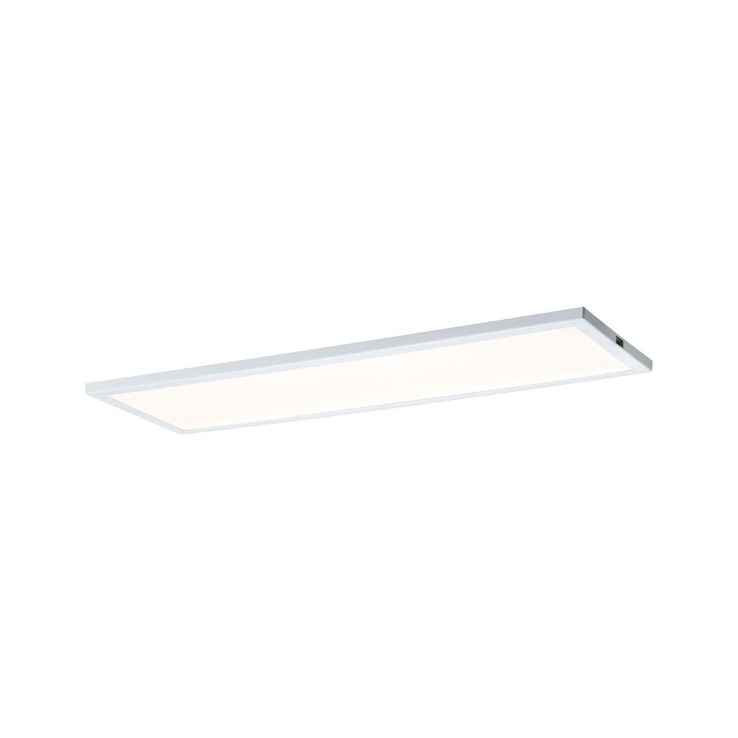 Weißes, rechteckiges LED-Panel 'Ace' warmweiß leuchtend.