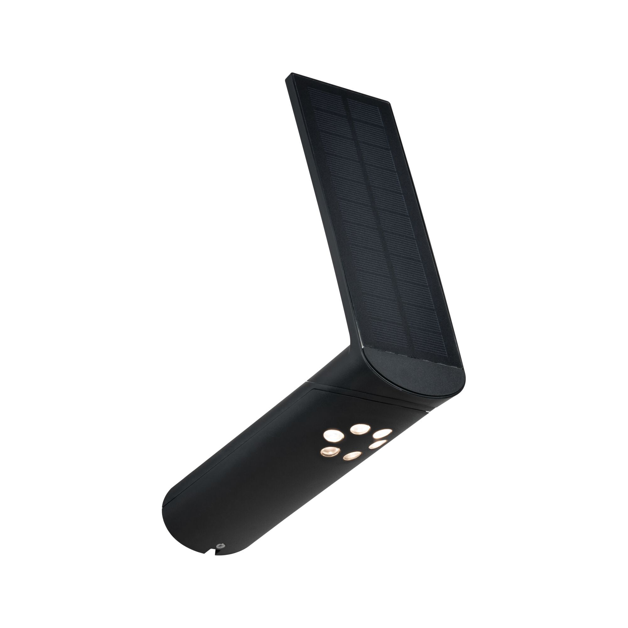 Schwarze Solar-Wandleuchte Ilias mit vier LEDs