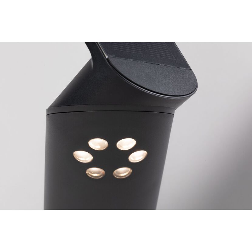 Schwarze Solar-Wandleuchte Ilias mit sechs LEDs