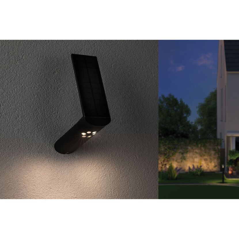 Solar-Wandleuchte Ilias an Hauswand montiert