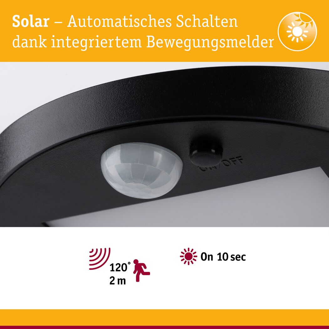 Solar-Außenwandleuchte 'Ryse' mit Bewegungssensor 30 lm 15,4 x 4,1 x 14,7 cm