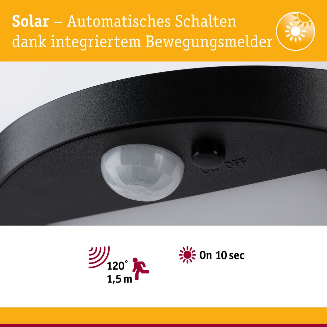 Solar-Wegeleuchte 'Ryse' mit Bewegungssensor 30 lm warmweiß 15,4 x 79,6 x 19,4 cm