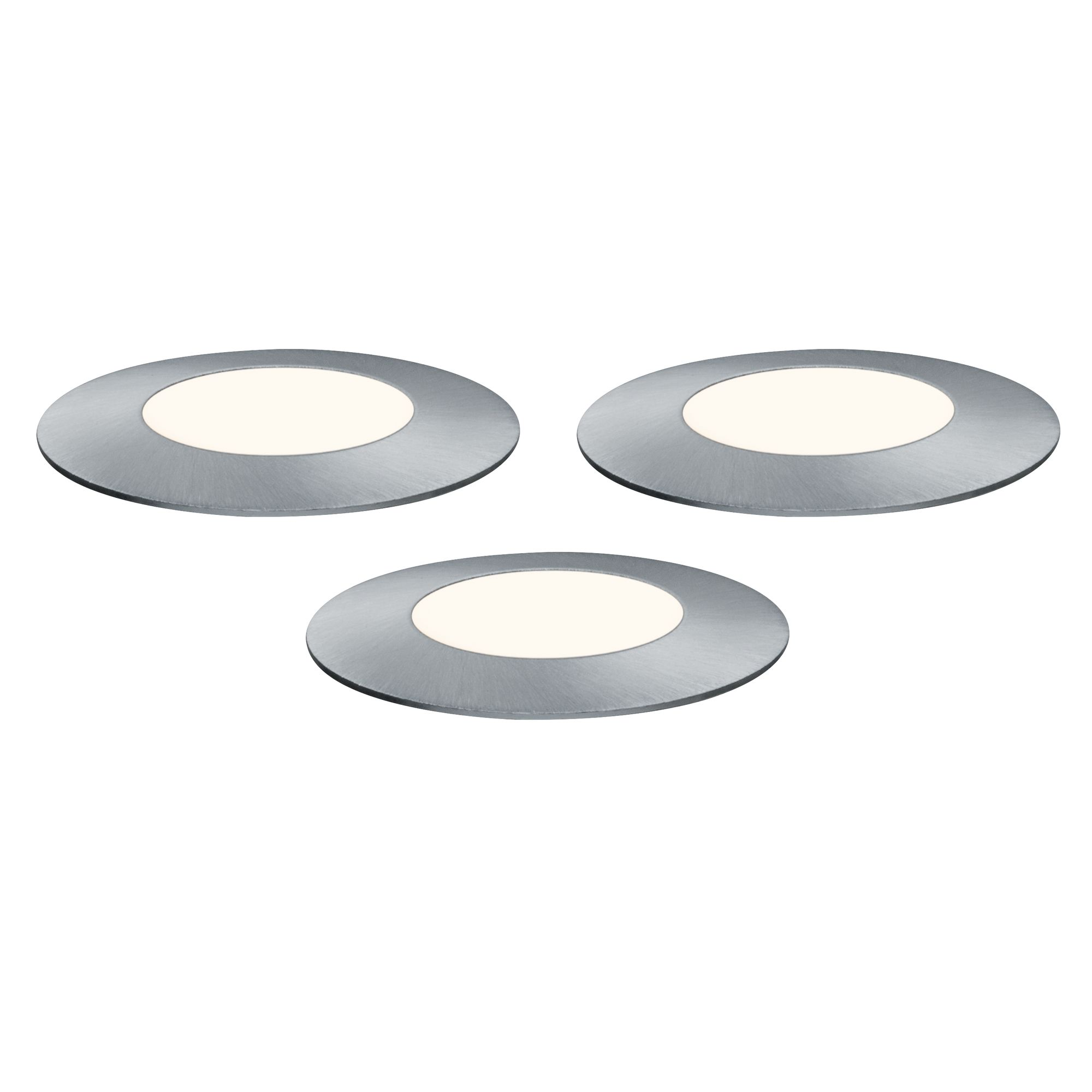 Einbauleuchten-Set 'Plug & Shine' für außen, 3 Einbauleuchten mit Verbindungskabel, 50 lm, silber + product picture
