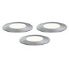 Drei runde, flache LED-Bodenleuchten