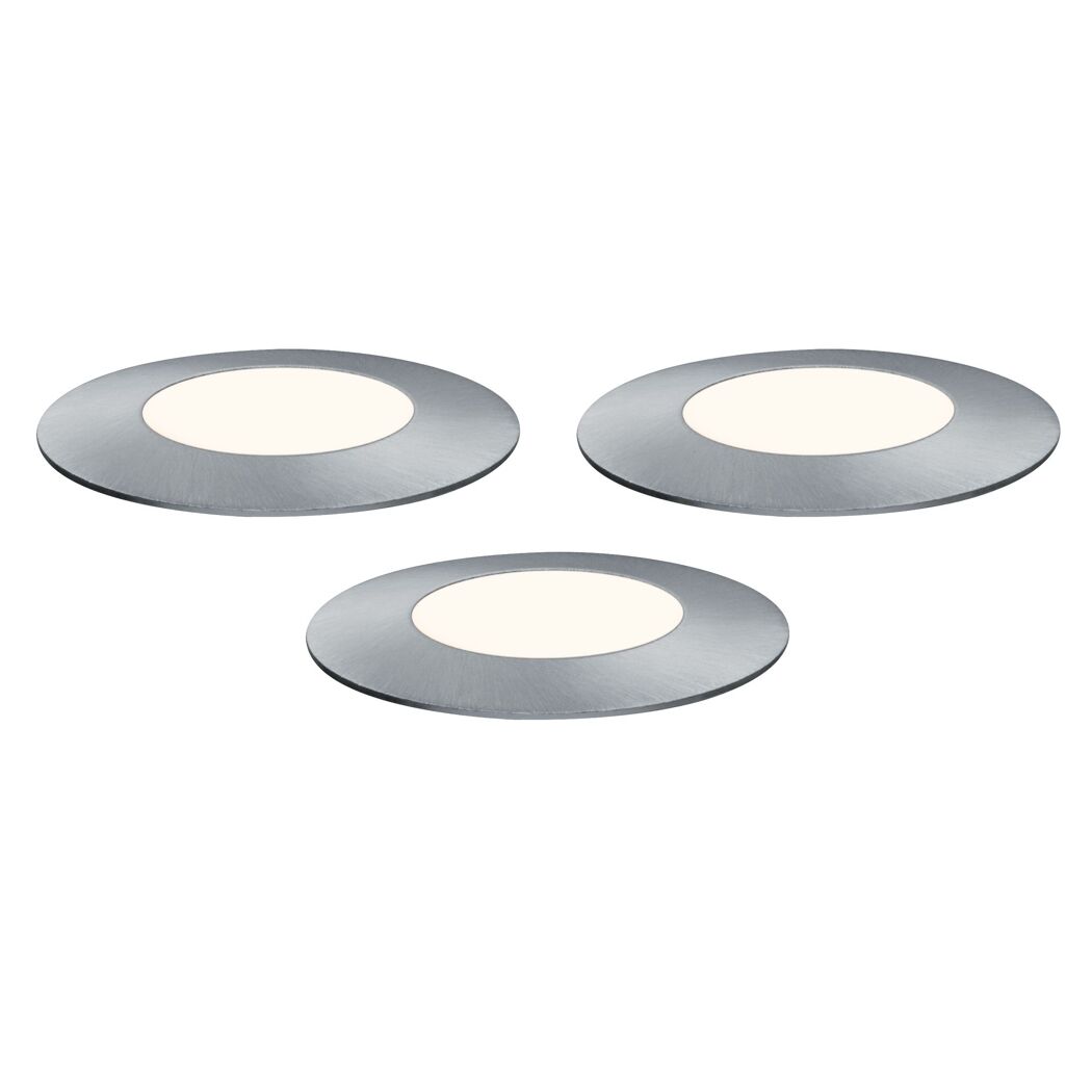 Drei runde, flache LED-Bodenleuchten