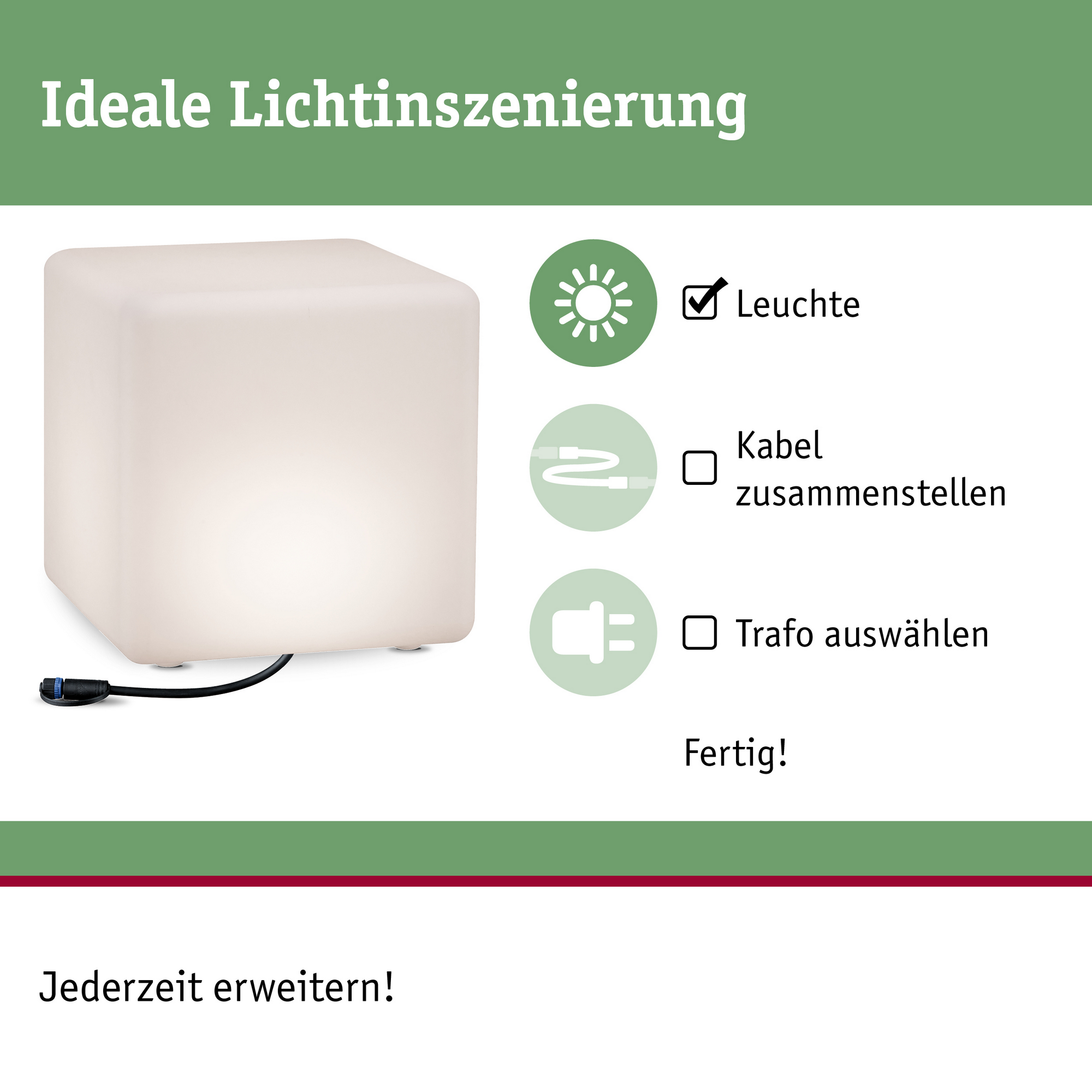 Gartenleuchte 'Plug & Shine' weiß 6,5 W 30 x 30 x 30 cm