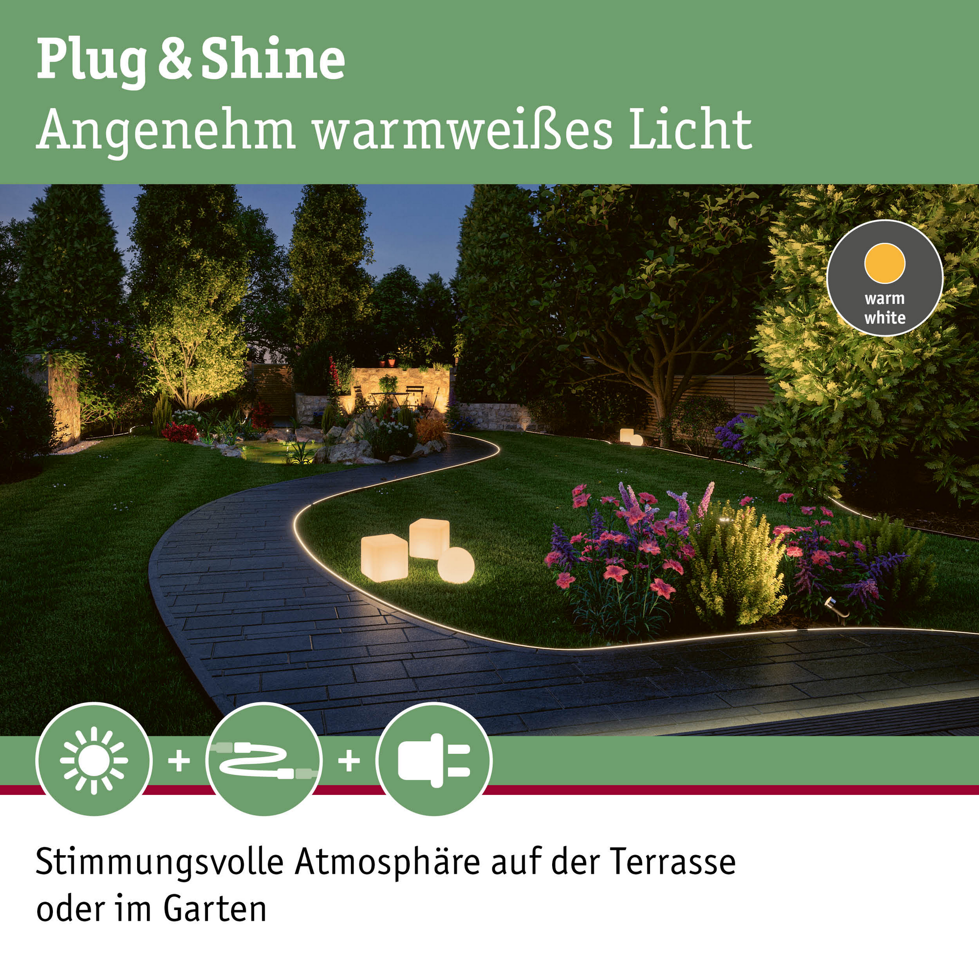 Gartenleuchte 'Plug & Shine' weiß 6,5 W 30 x 30 x 30 cm