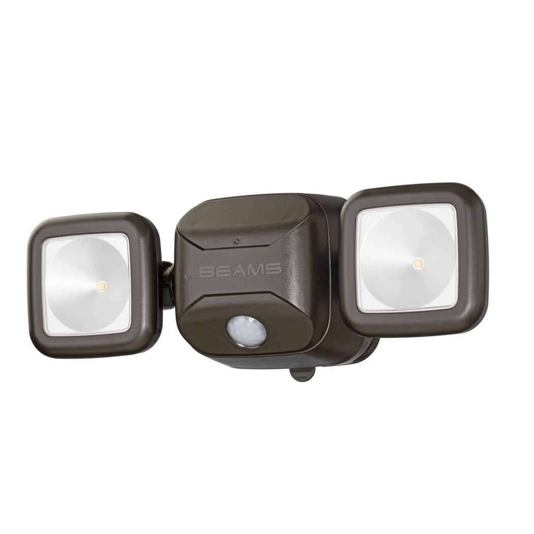 Brauner LED-Außenstrahler mit Bewegungssensor.