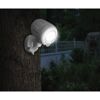 Weißer LED-Außenstrahler von Mr BEAMS am Baum leuchtet.