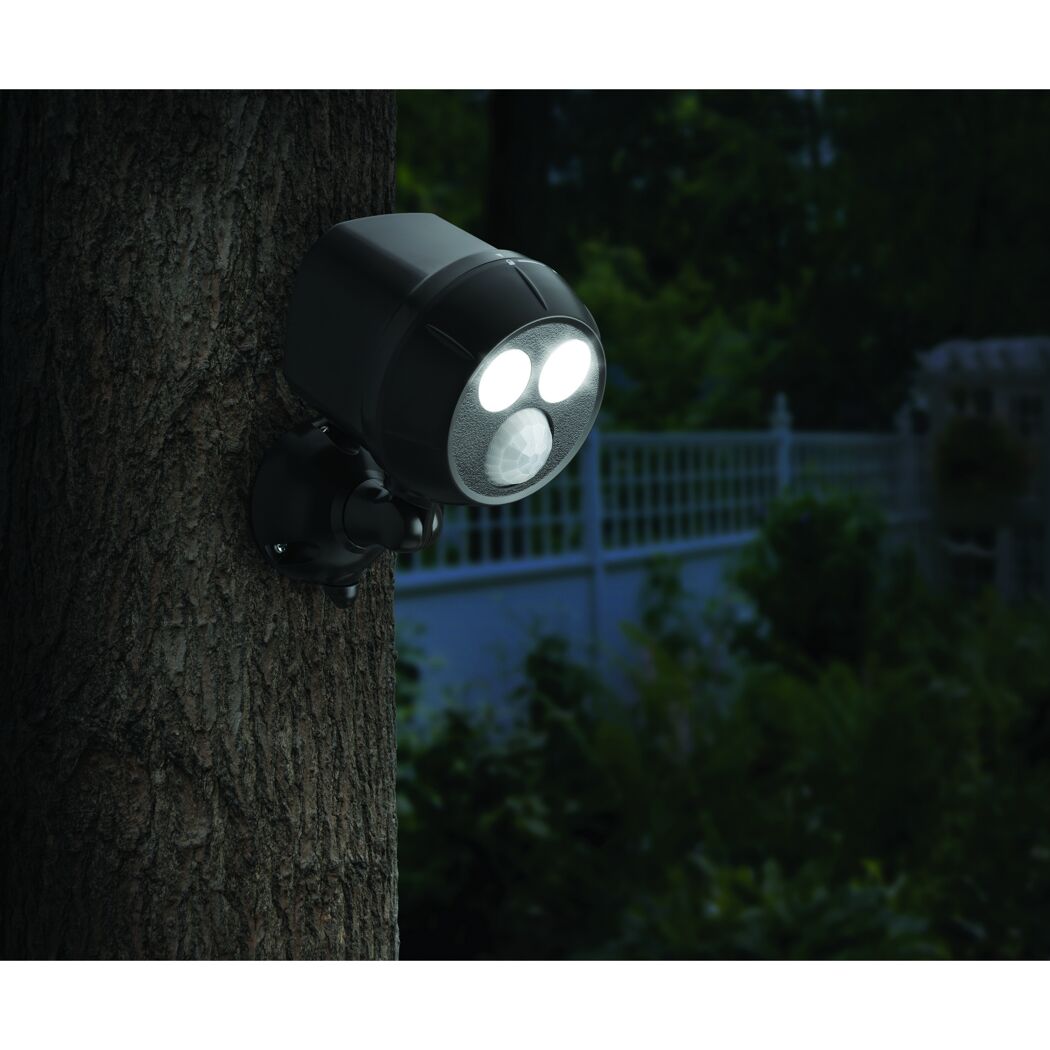 Mr. Beams LED-Strahler mit Bewegungsmelder an Baum montiert