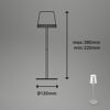 Akku Tischleuchte USB chrom-matt mit Maßen