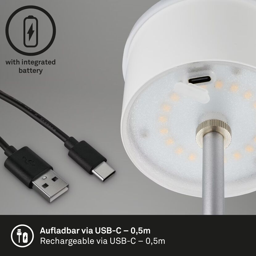 Akku Tischleuchte mit USB-C Ladekabel