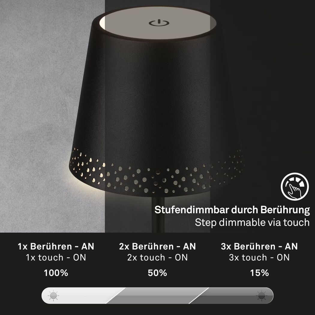 Schwarze Stufendimmbare Tischleuchte