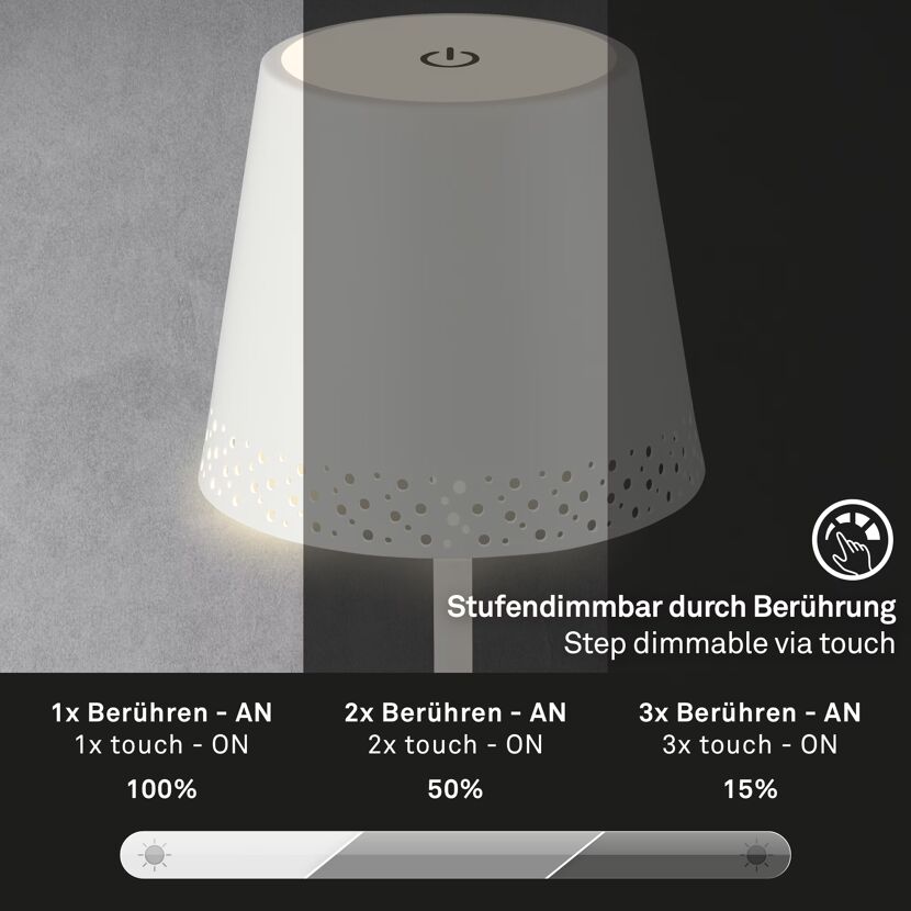 Stufenlos dimmbare LED Tischleuchte mit Touchfunktion