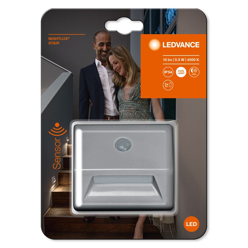 LED-Nachtlicht 'Nightlux Stair' silber Bewegungssensor 28 x 84 x 73 mm