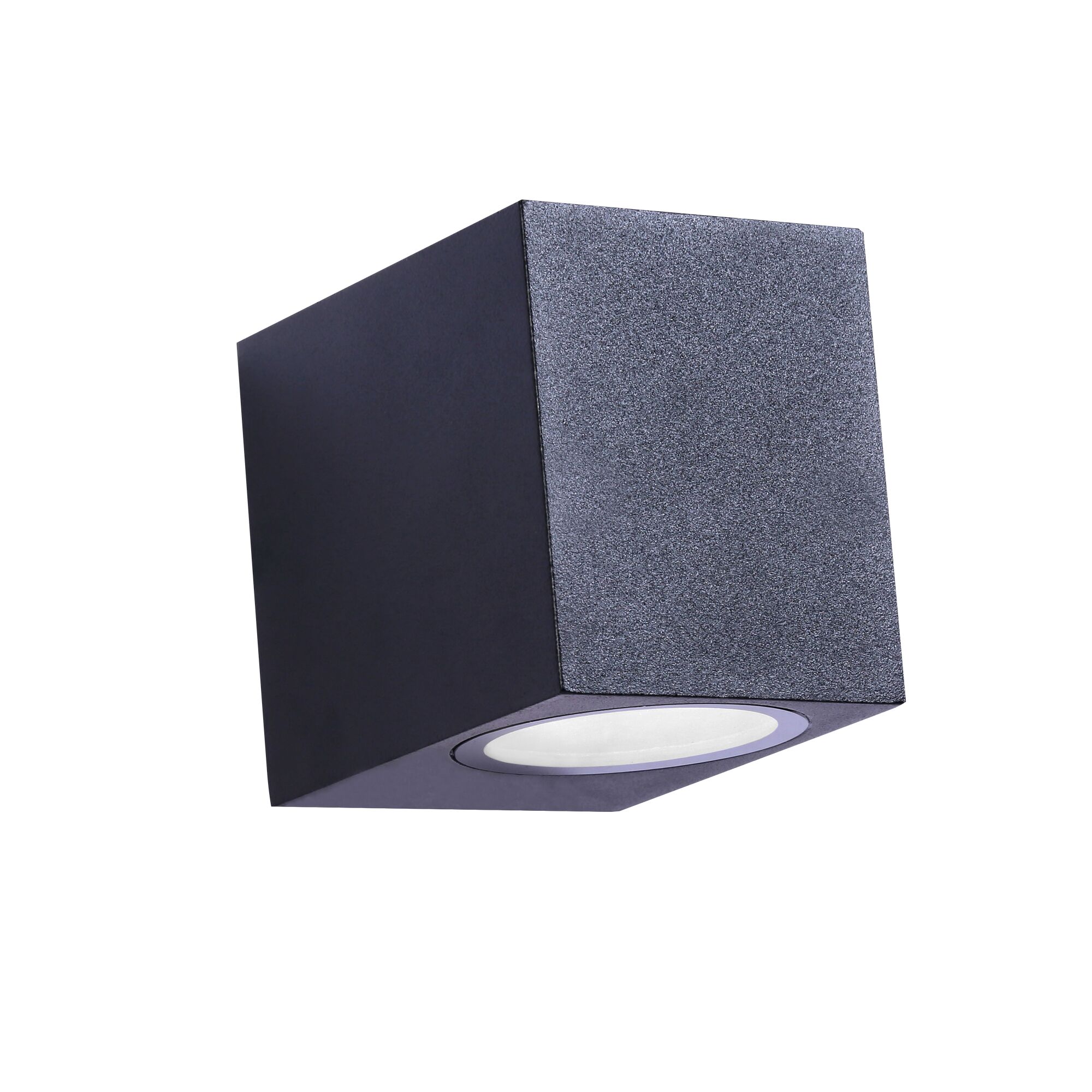 Schwarze, eckige Außenwandleuchte Luanda