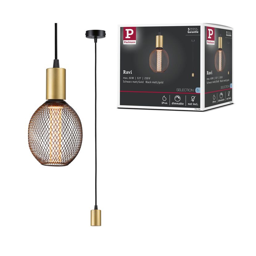 Pendelleuchte 'Ravi' E27 maximal 60 W Gold
