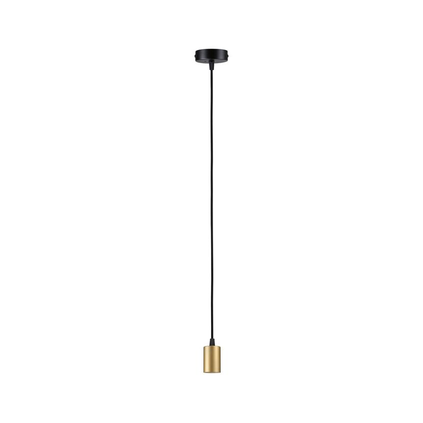 Goldene Hängelampe mit schwarzem Kabel