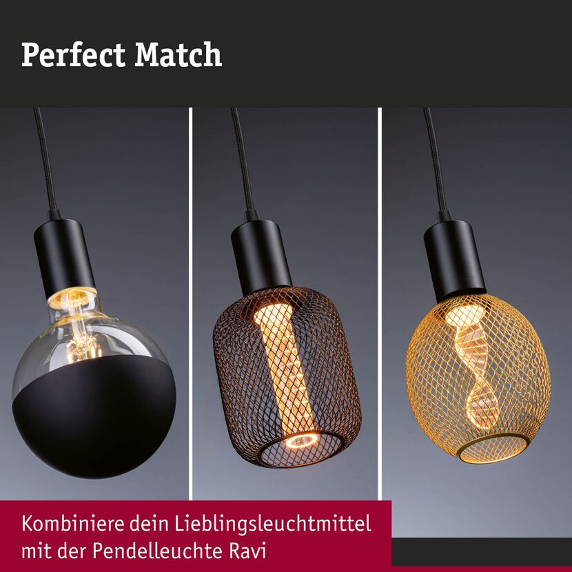 Pendelleuchte 'Ravi' E27 maximal 60 W Schwarz