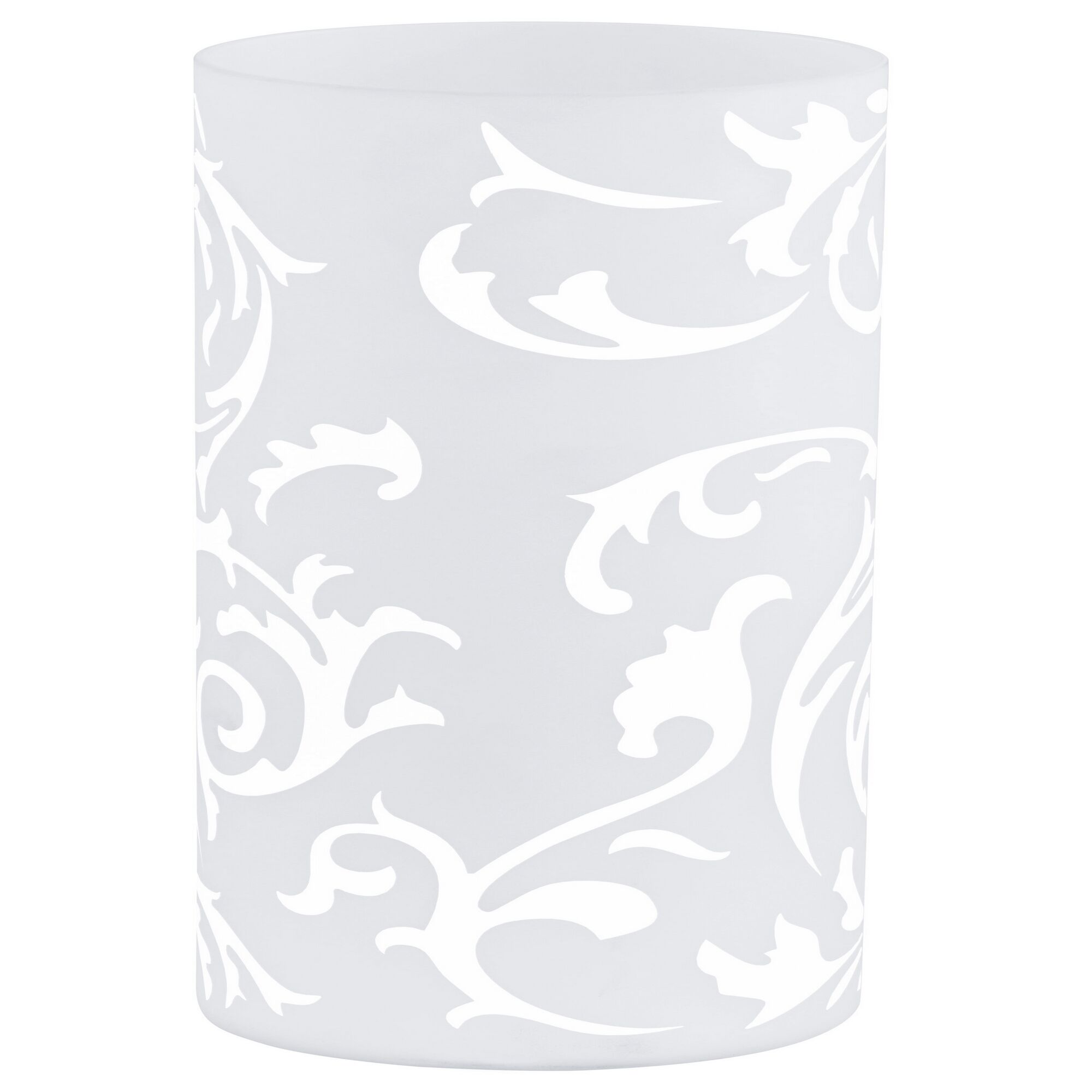 Weiße Tischleuchte Geo mit floralem Muster