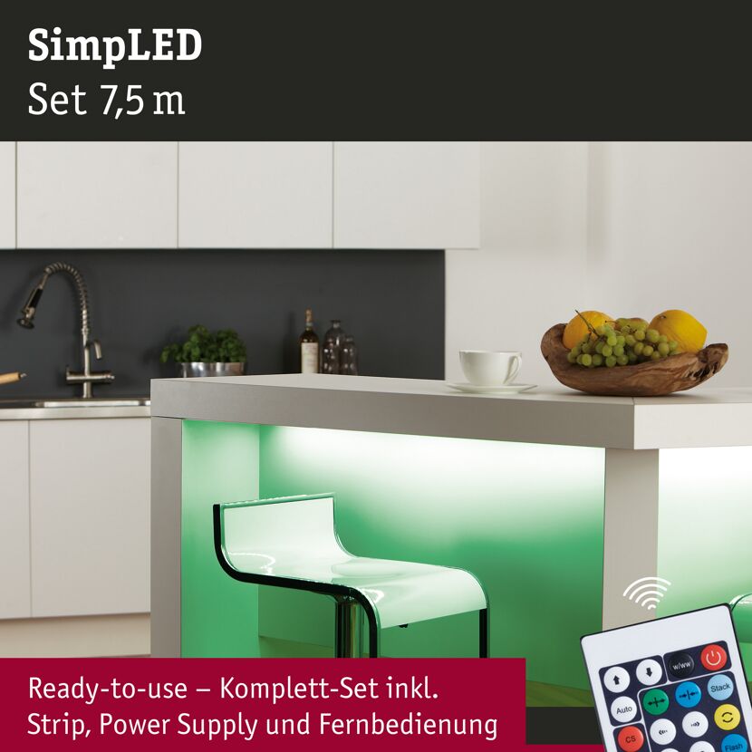 LED-Streifen-Komplettset 'SimpLED' mehrfarbig 5 m 760 lm 28,5 W mit Stecker