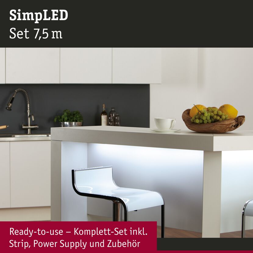 LED-Streifen-Komplettset 'SimpLED' tageslichtweiß 7,5 m 1402 lm 20 W mit Stecker