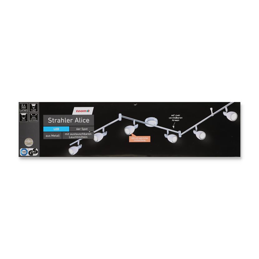LED-Strahler Alice 6er-Spot, Metall, mit austauschbaren Leuchtmitteln