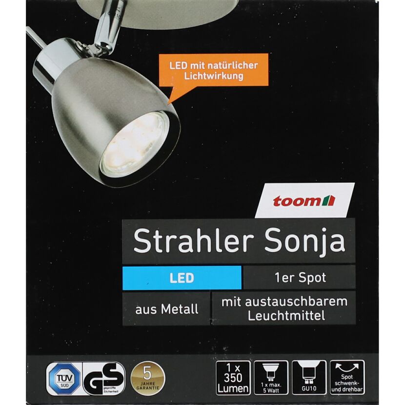 toom LED-Strahler Sonja, 1er-Spot, Metall, schwenk- und drehbar