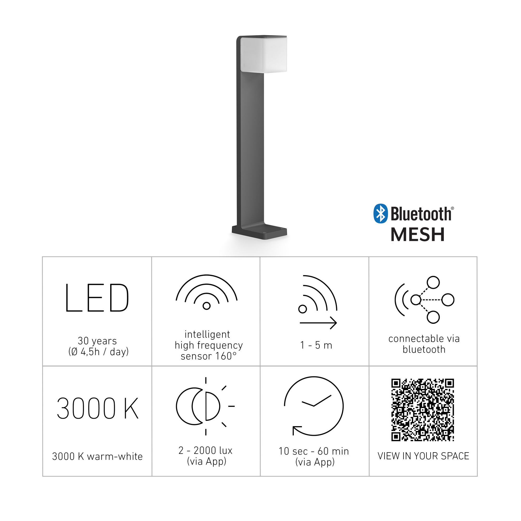 LED-Wegeleuchte 'GL 80 SC' mit Bewegungsmelder anthrazit 9,1 W 11 x 63,3 cm + product picture