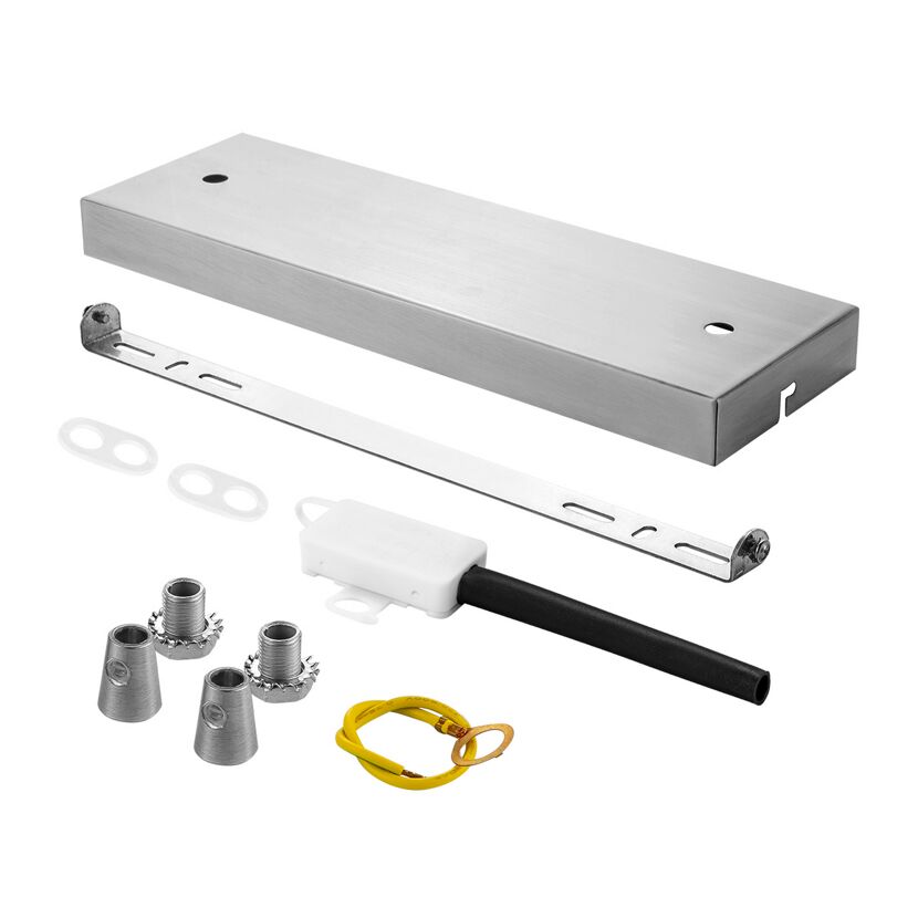 Stahlfarbener Baldachin mit Montagematerial
