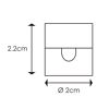 Abmessungen einer Wandklemme: 2,2 cm hoch, 2 cm Durchmesser