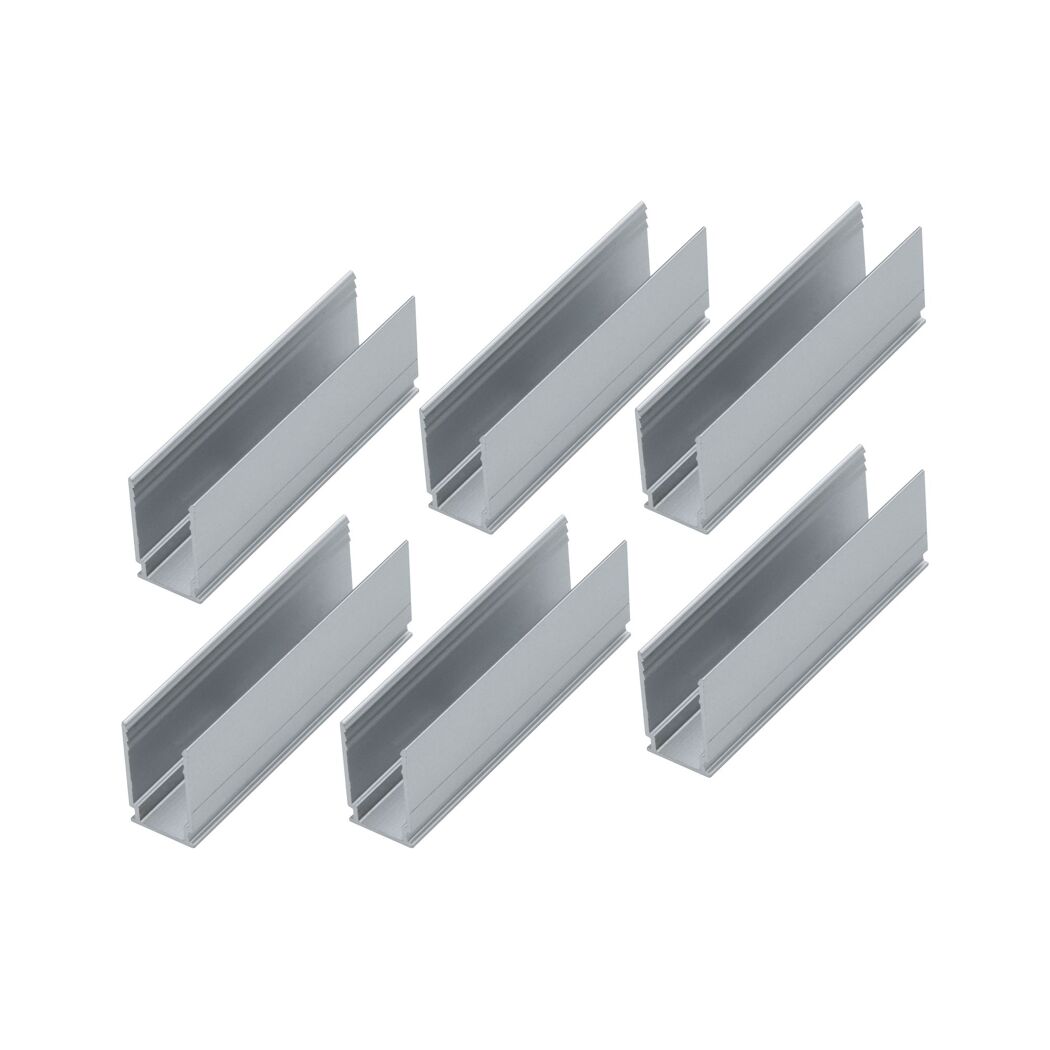 Sechs graue Aluminiumprofile für LED-Strips
