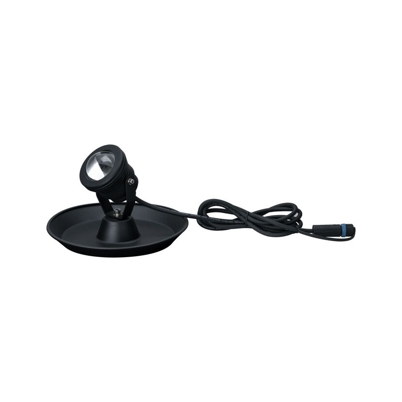 Schwarze Teichleuchte mit Kabel und Stecker