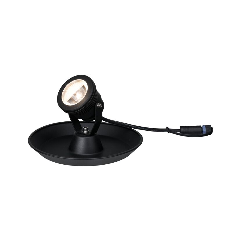 Schwarze Teichleuchte mit Kabel und Stecker