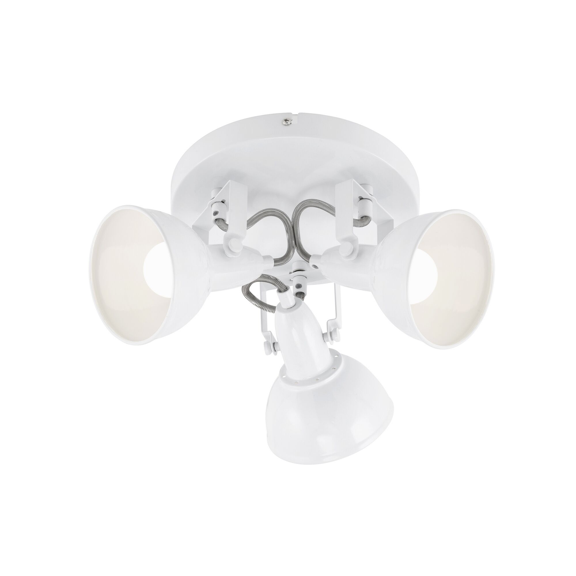 Weiße Retro Deckenleuchte Rondell mit drei Strahlern