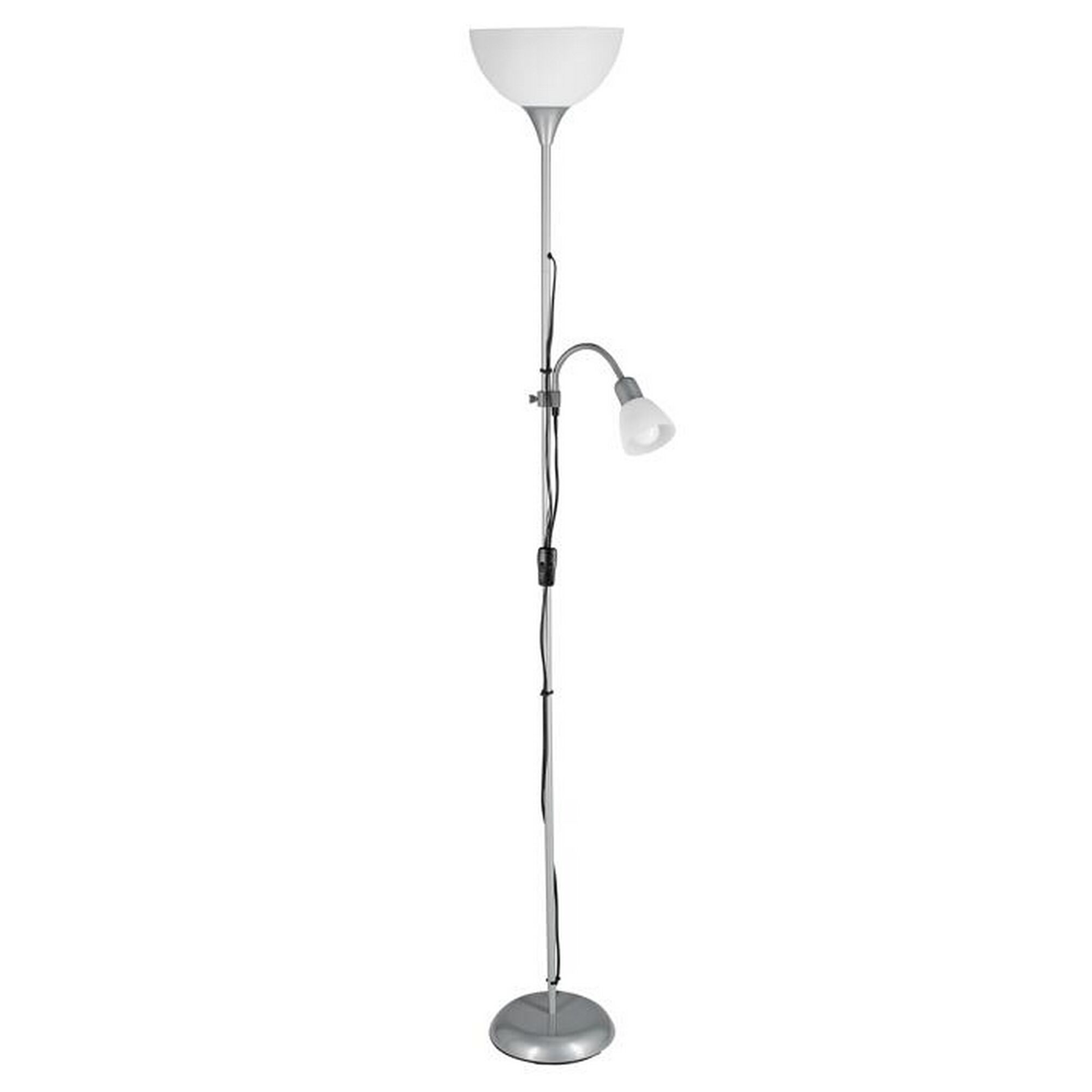 Silberne Stehlampe mit Leselampe