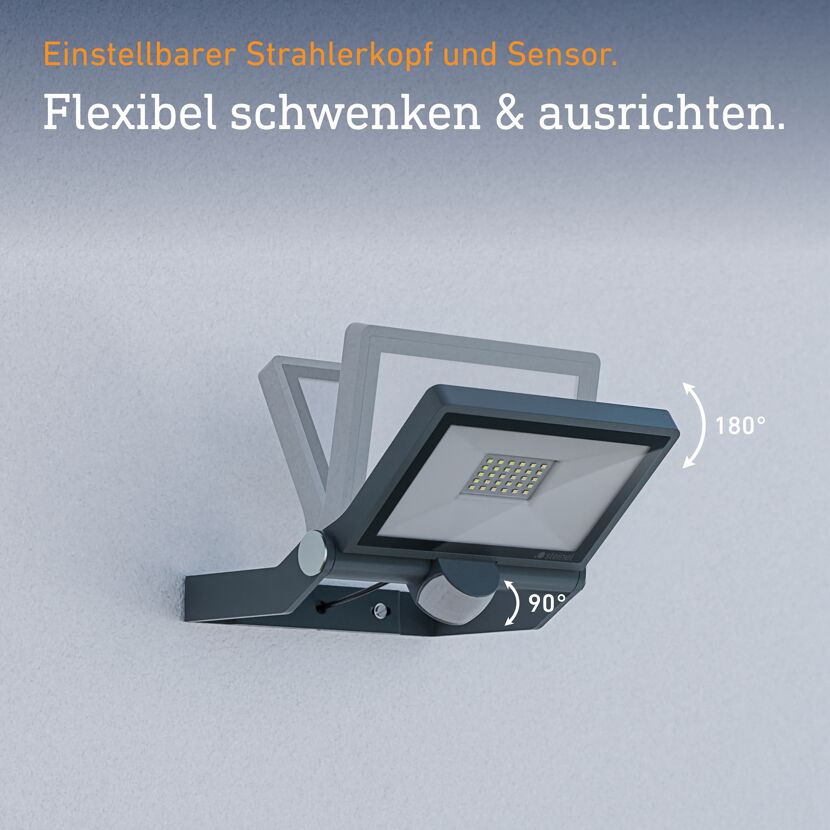 LED-Wandstrahler 'XLED ONE S' mit Bewegungsmelder anthrazit 22,9 x 19,5 cm 18,6 W