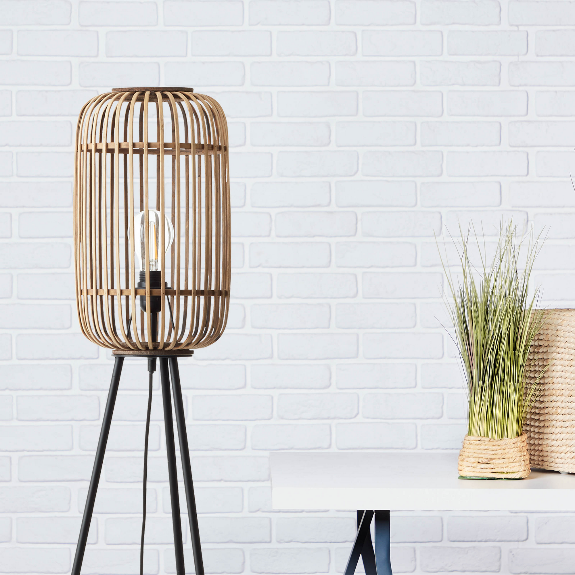Stehleuchte 'Woodrow' rattan 130 cm