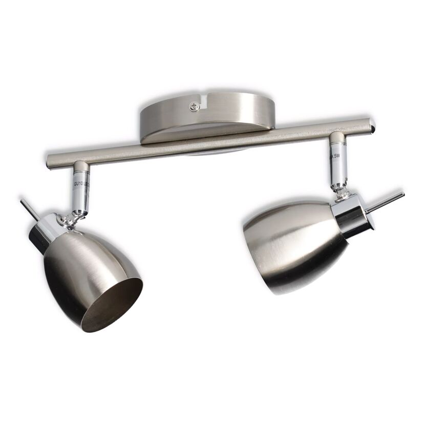 Zweiflammiger LED-Strahler Sonja, Metall, Nickel matt