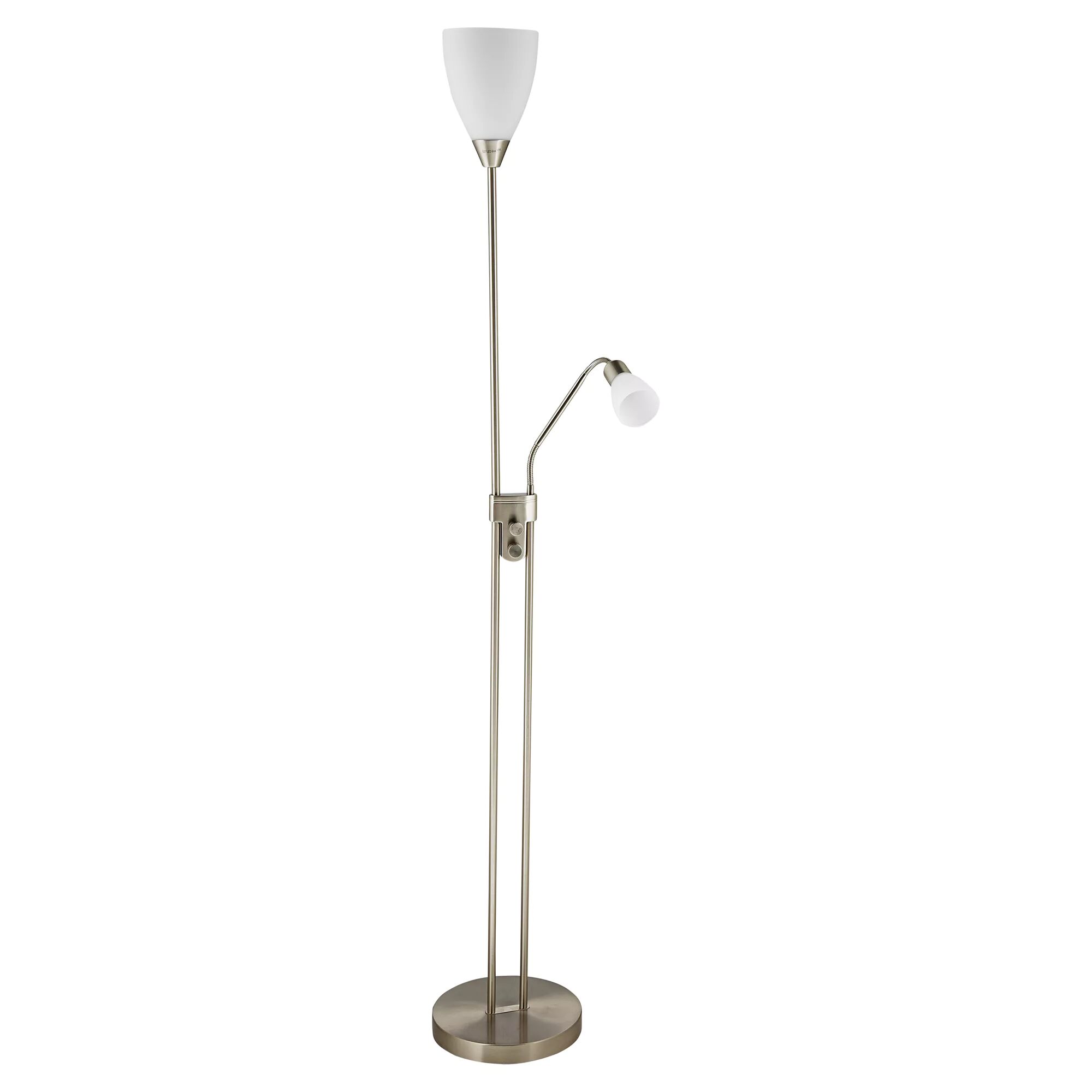 Nickel Stehleuchte mit Leselampe